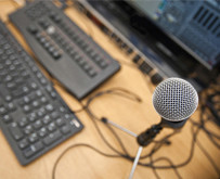 Microphone used by a professional Russian translator